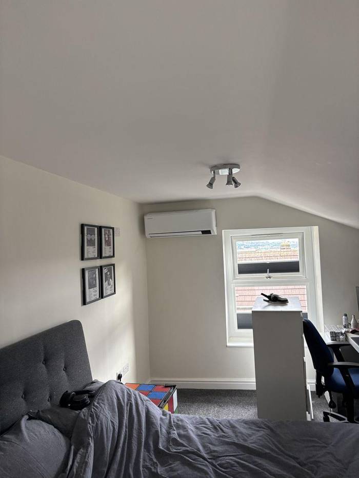 Samsung air conditioning indoor unit installed in bedroom